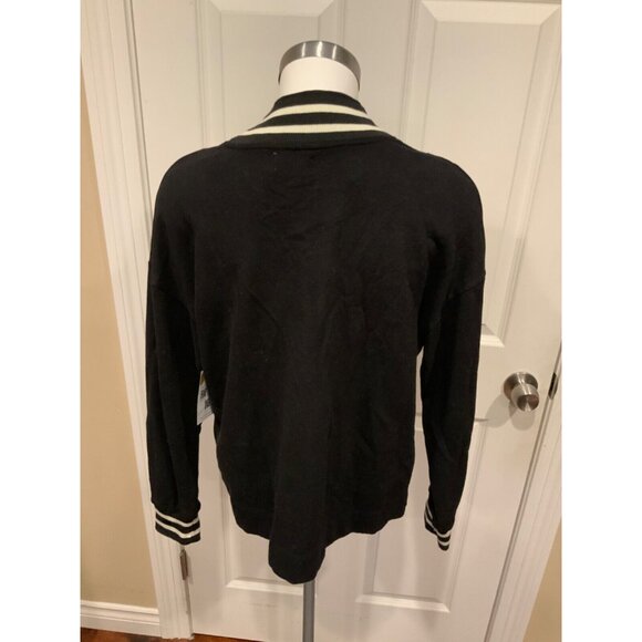 Sundry Black Sweatshirt W/ White Striped Neckline & cuffs, Size 1 (Small), NWT! - Picture 4 of 5